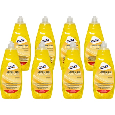 Genuine Joe Dish Detergent, Pot & Pan, Conc, Lemon, 38 oz, Yellow, PK 8 GJO99675CT